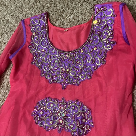 Pink and purple anarkali salwar - Picture 2 of 2